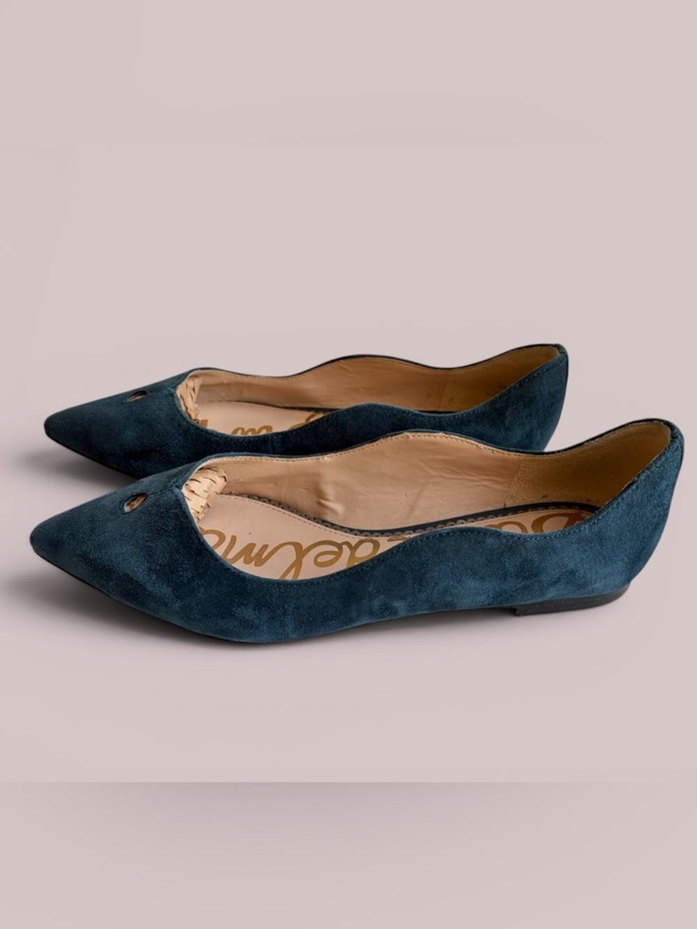 Sam Edelman Teal Pointed-Toe Suede Flats - Picture 3 of 16